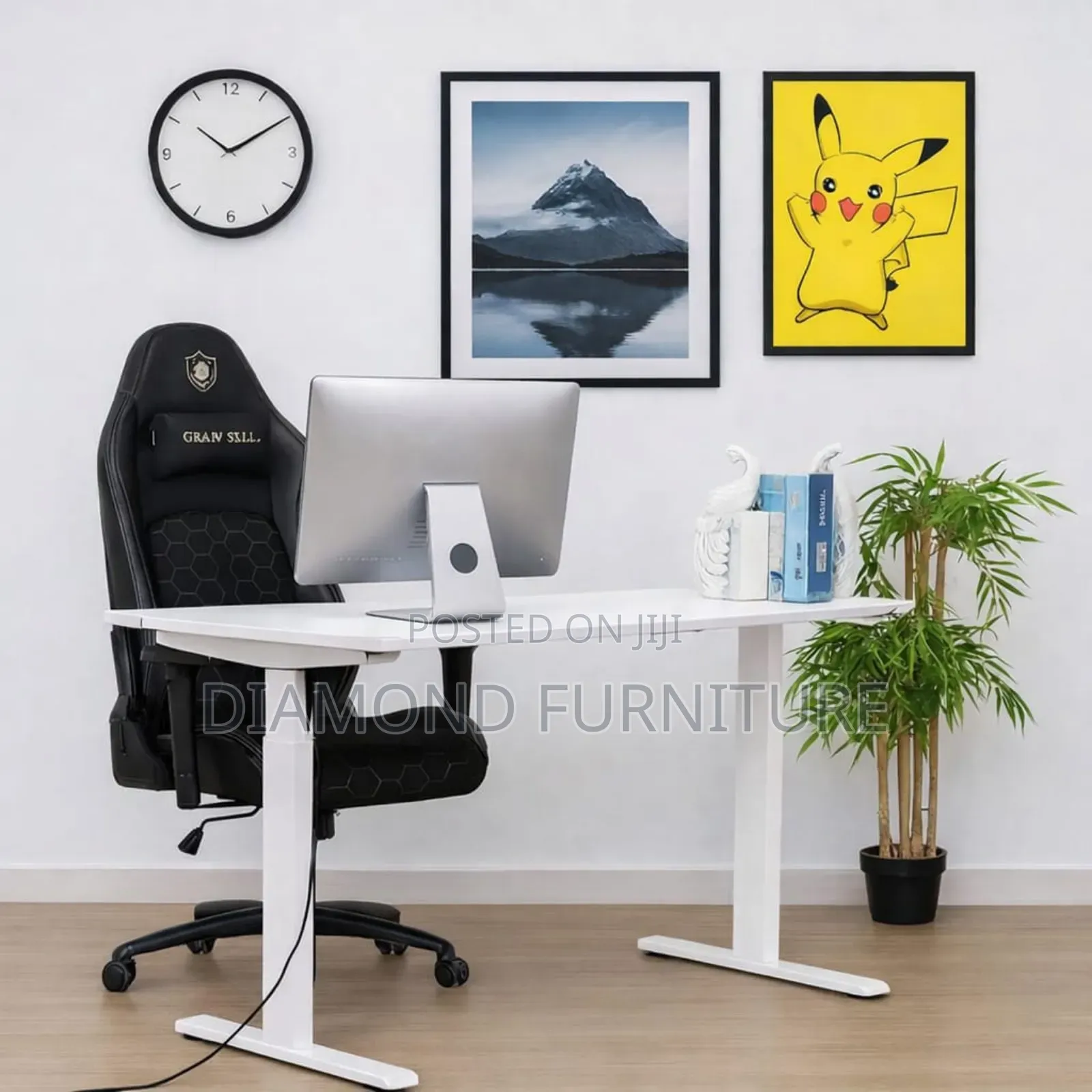 1.4m Electric Height Adjustable Standing Desk | White Office Desk