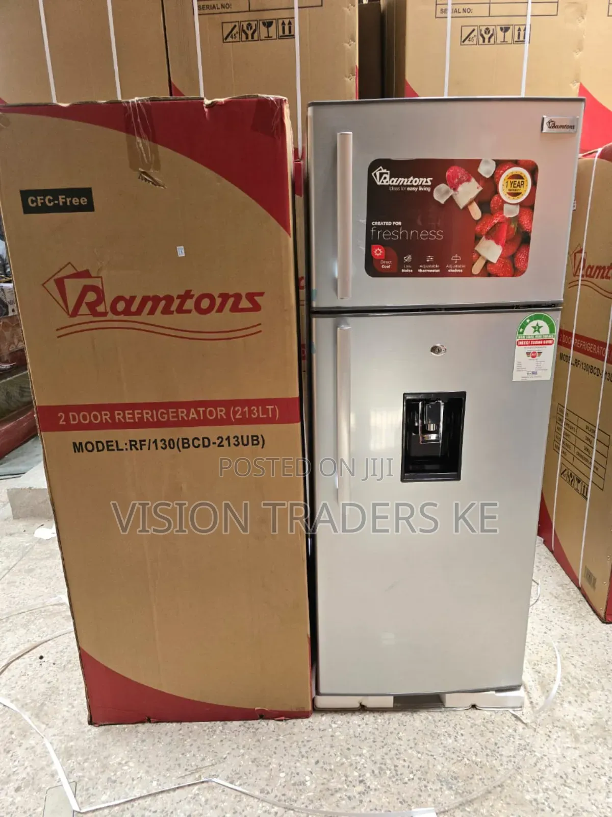 Ramtons Rf/130- 213l 2 Door Direct Cool Fridge+ Dispenser (1yr Wrty)
