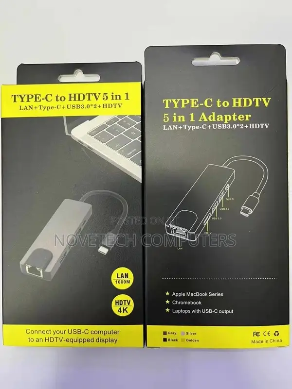 Type C To Hdtv 5 In 1 Lan + Type C + Usb*2 + Hdtv