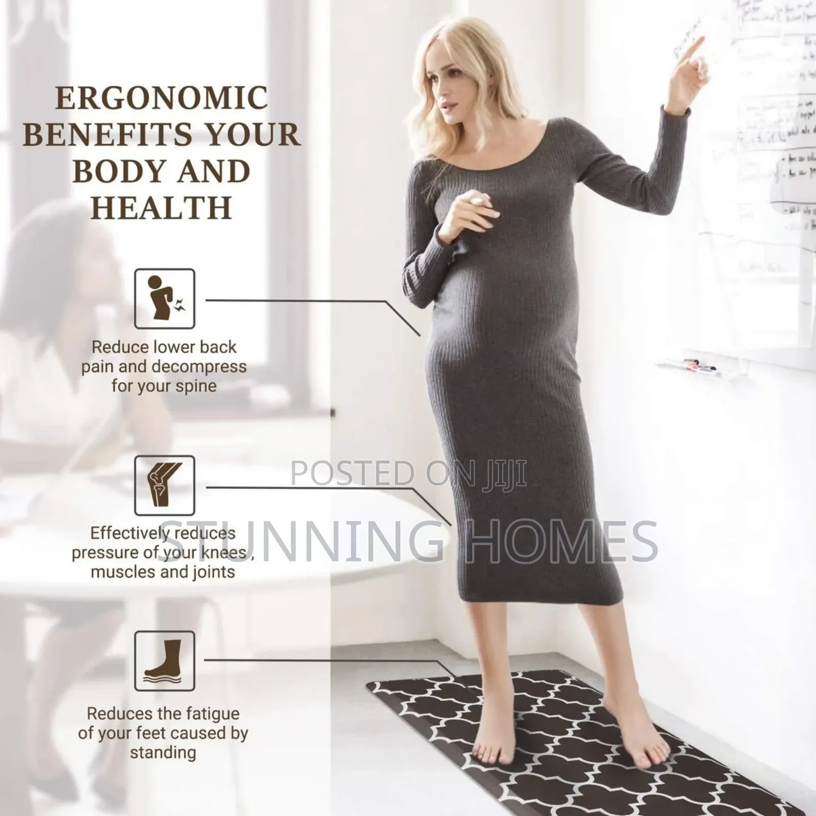 No Slip Geometric Anti Fatigue Mat