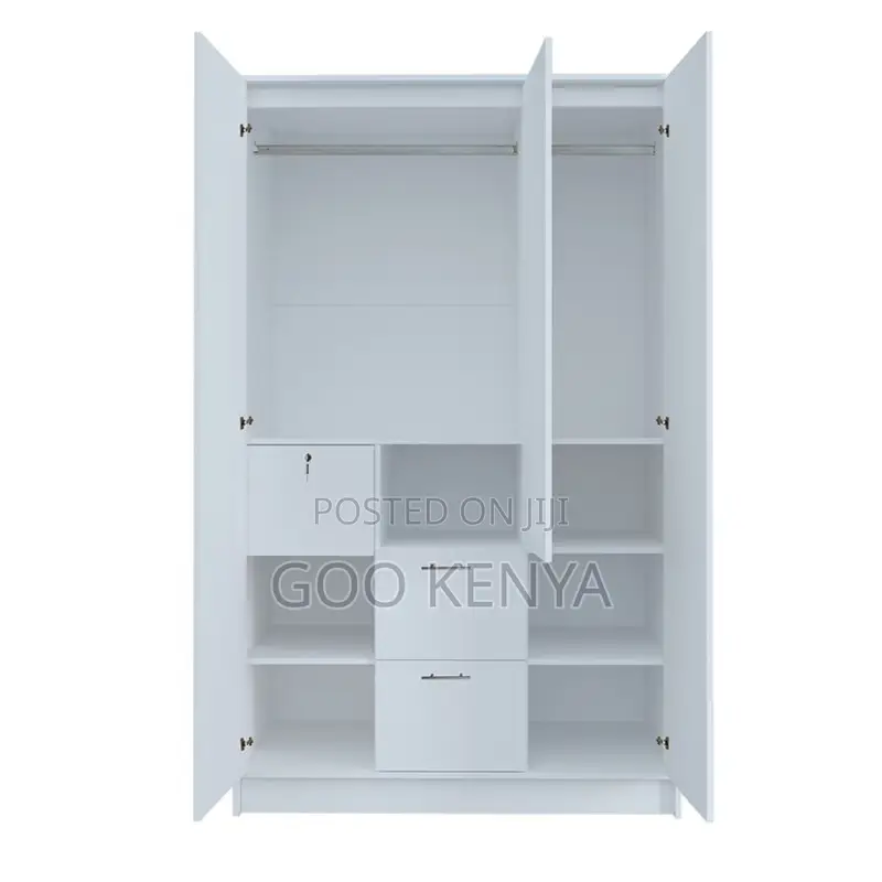 Home Wardrobe; 3-door Bedroom Closet With Mirror Durable Home Storage