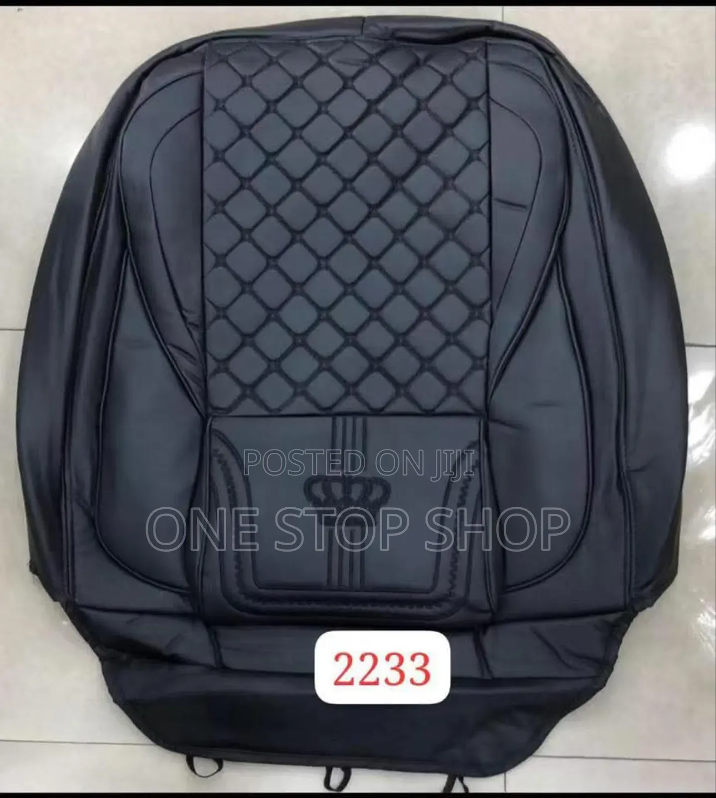 Black Plain Full Set Waterproof Faux Leather Seat Cushions 5 Seater