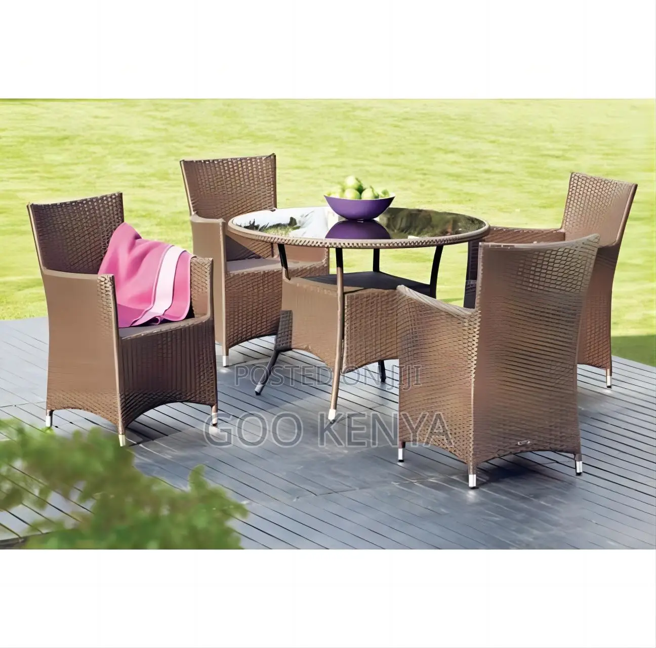 Home Outdoor Furniture; 4-piece Rattan Outdoor Furniture Set – Garden