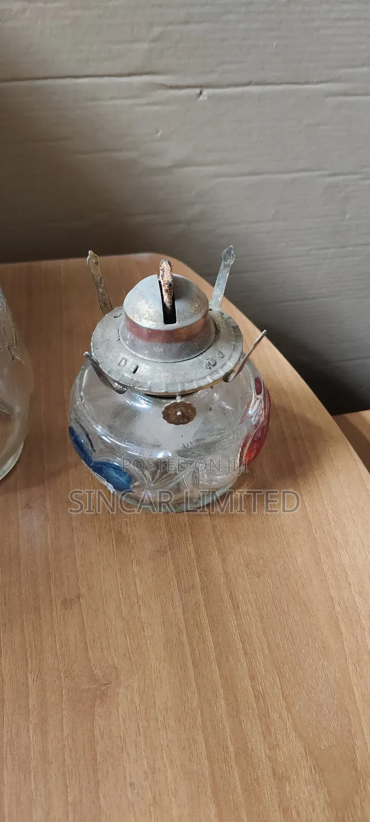 A Small Vintage-Style Kerosene (Oil) Lamp.