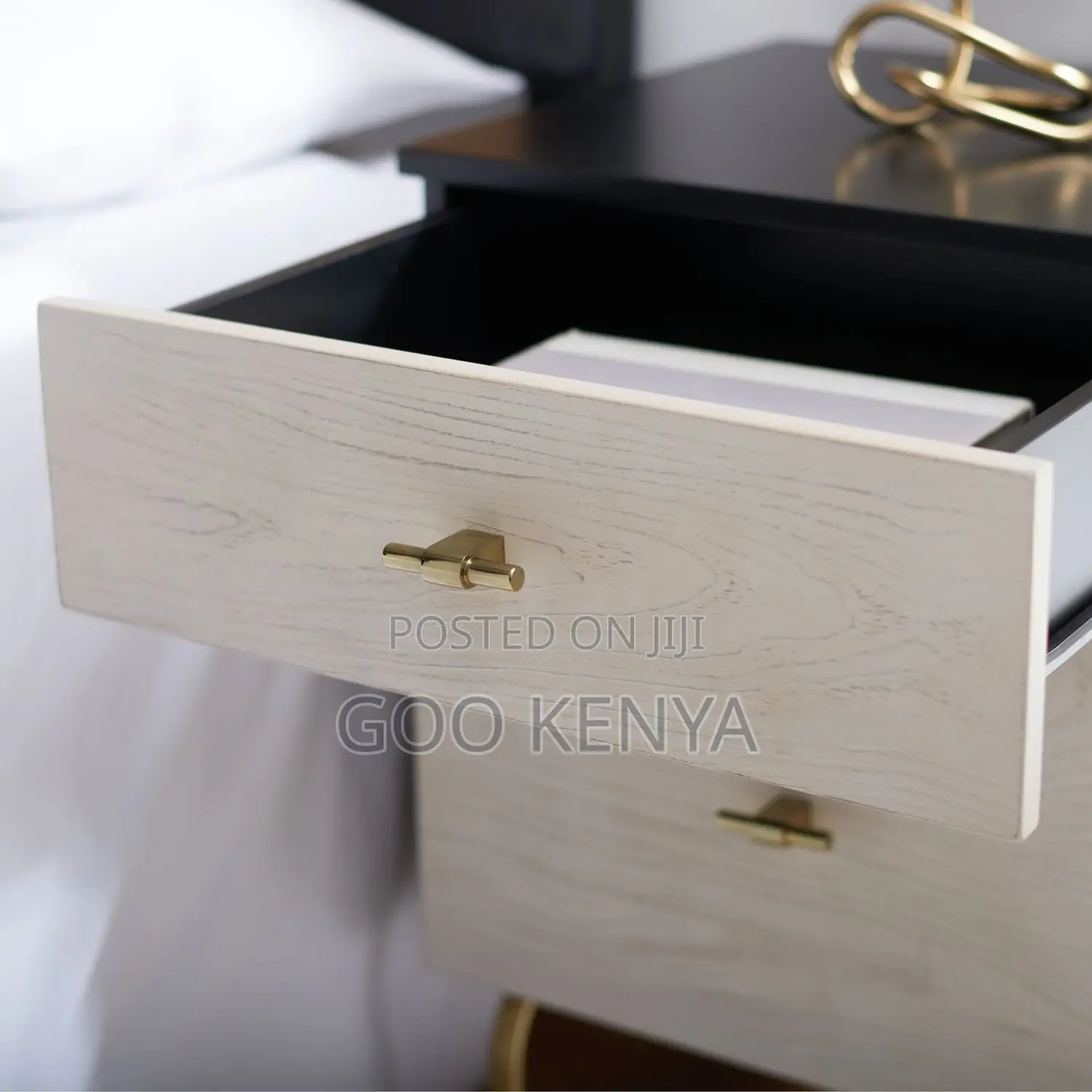 Home Cabinet; Wooden Nightstand Table With 2 Spacious Drawers