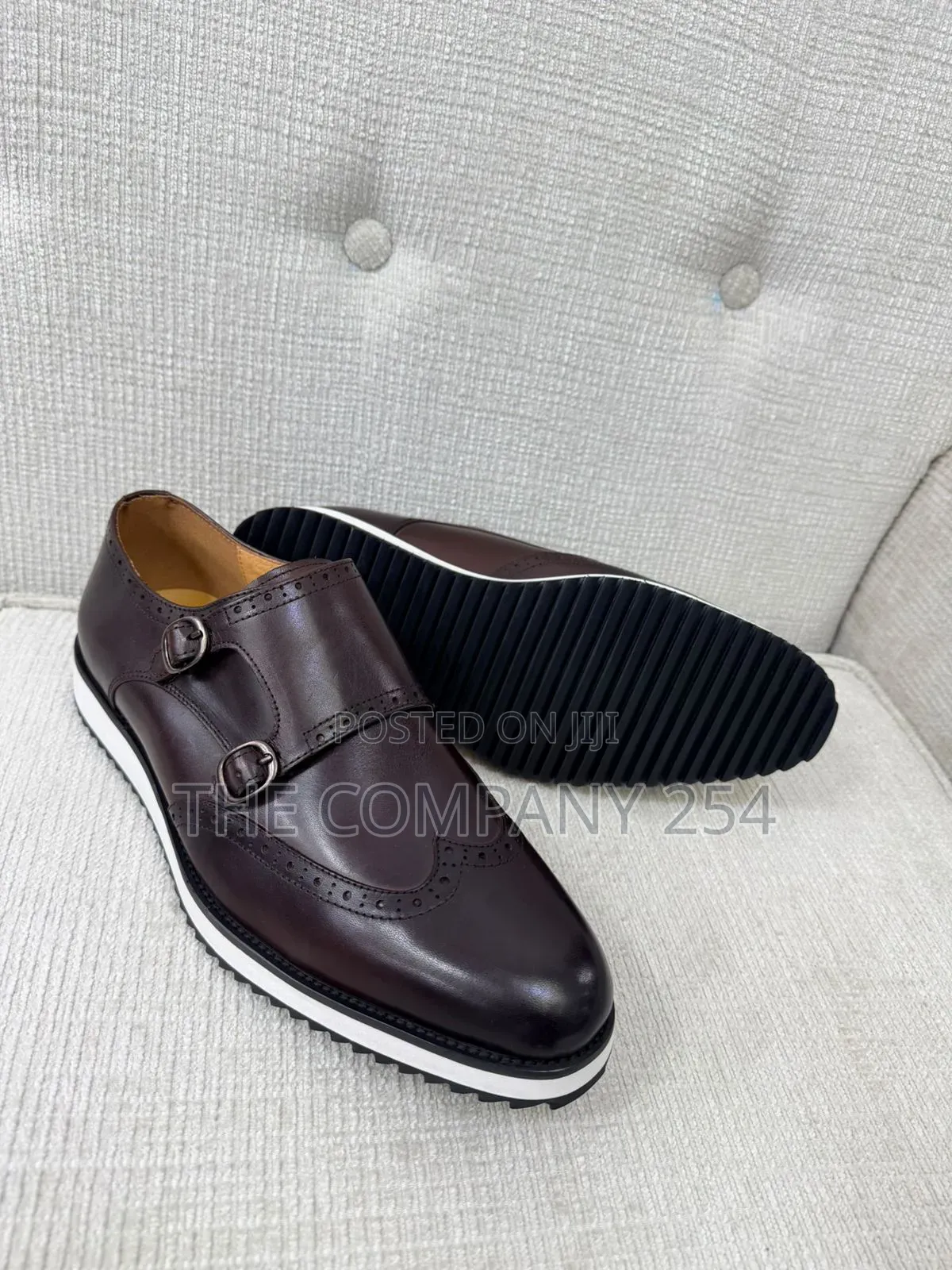 Quality Leather Men Double Monks Casual Rubber Sole Shoes