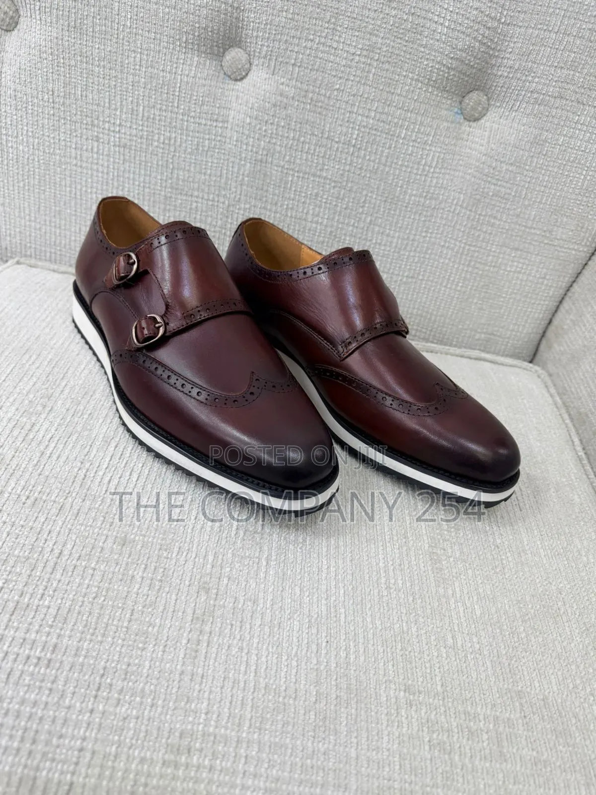 Quality Leather Men Double Monks Casual Rubber Sole Shoes