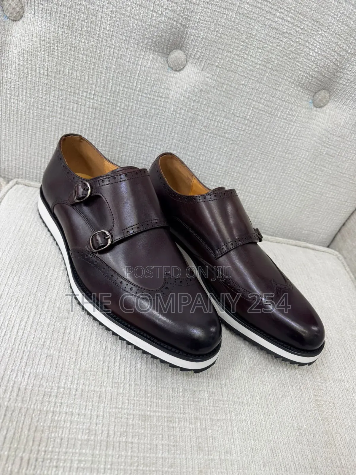 Quality Leather Men Double Monks Casual Rubber Sole Shoes