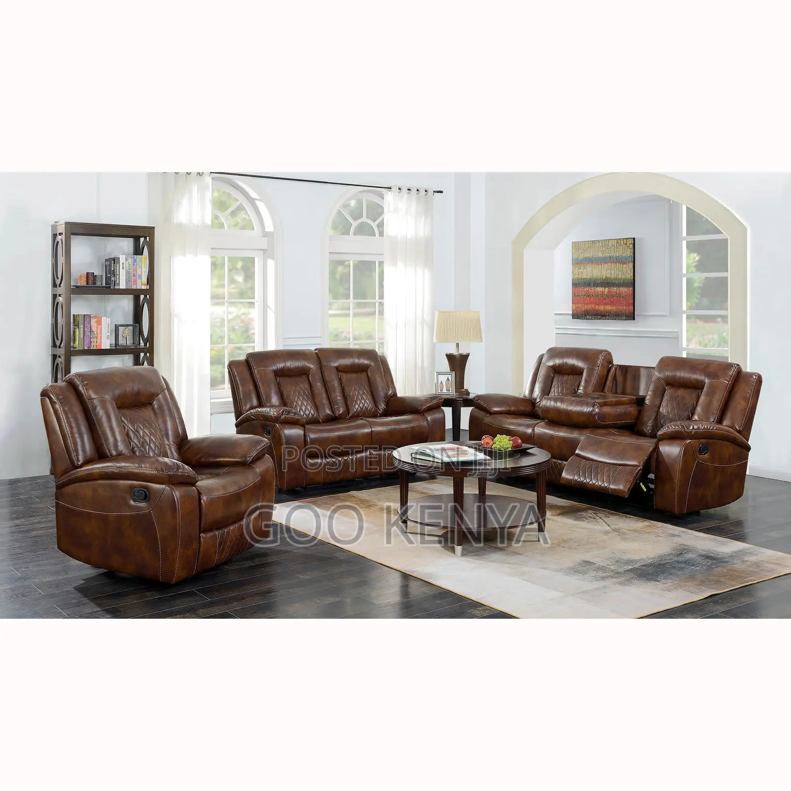 Home Sofa; 5-seater Leather Recliner Sofa – Modern Family Lounge Seat