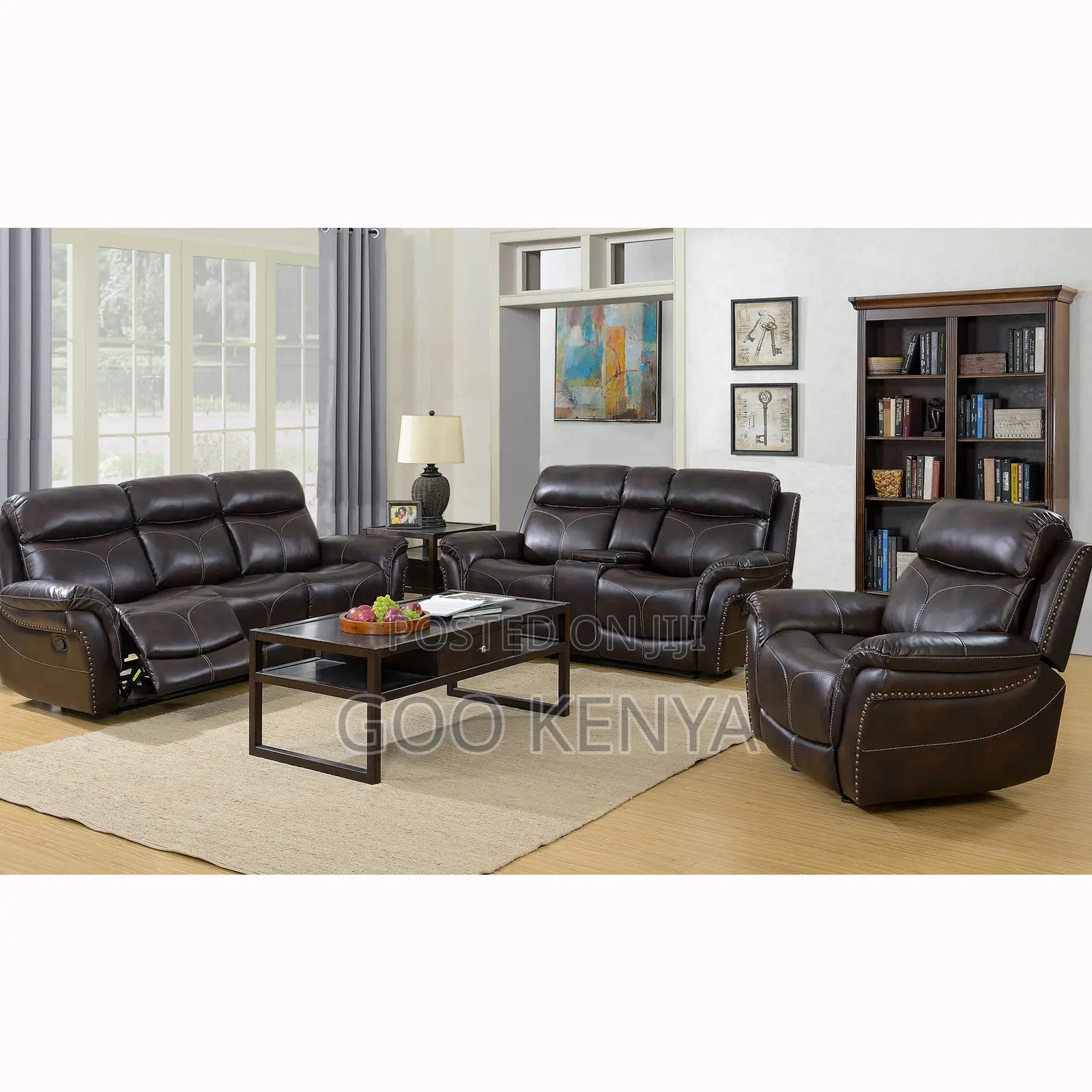 Home Sofa; 5-seater Leather Recliner Sofa – Modern Family Lounge Seat