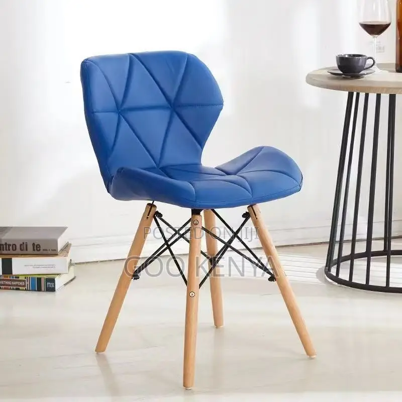 Home Chair; Comfortable Leather Eames Dining Chair With Wooden Legs