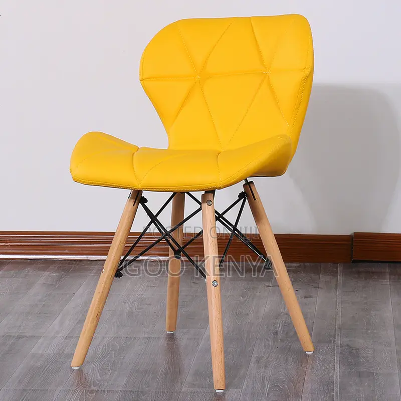 Home Chair; Comfortable Leather Eames Dining Chair With Wooden Legs