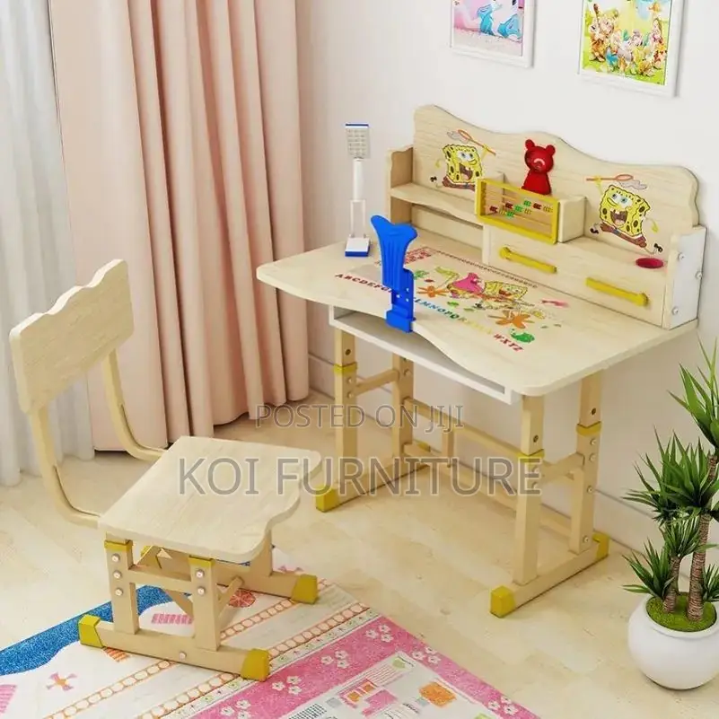 Kids Combo : Height-Adjustable Kids' Study Desk and Chair Set,