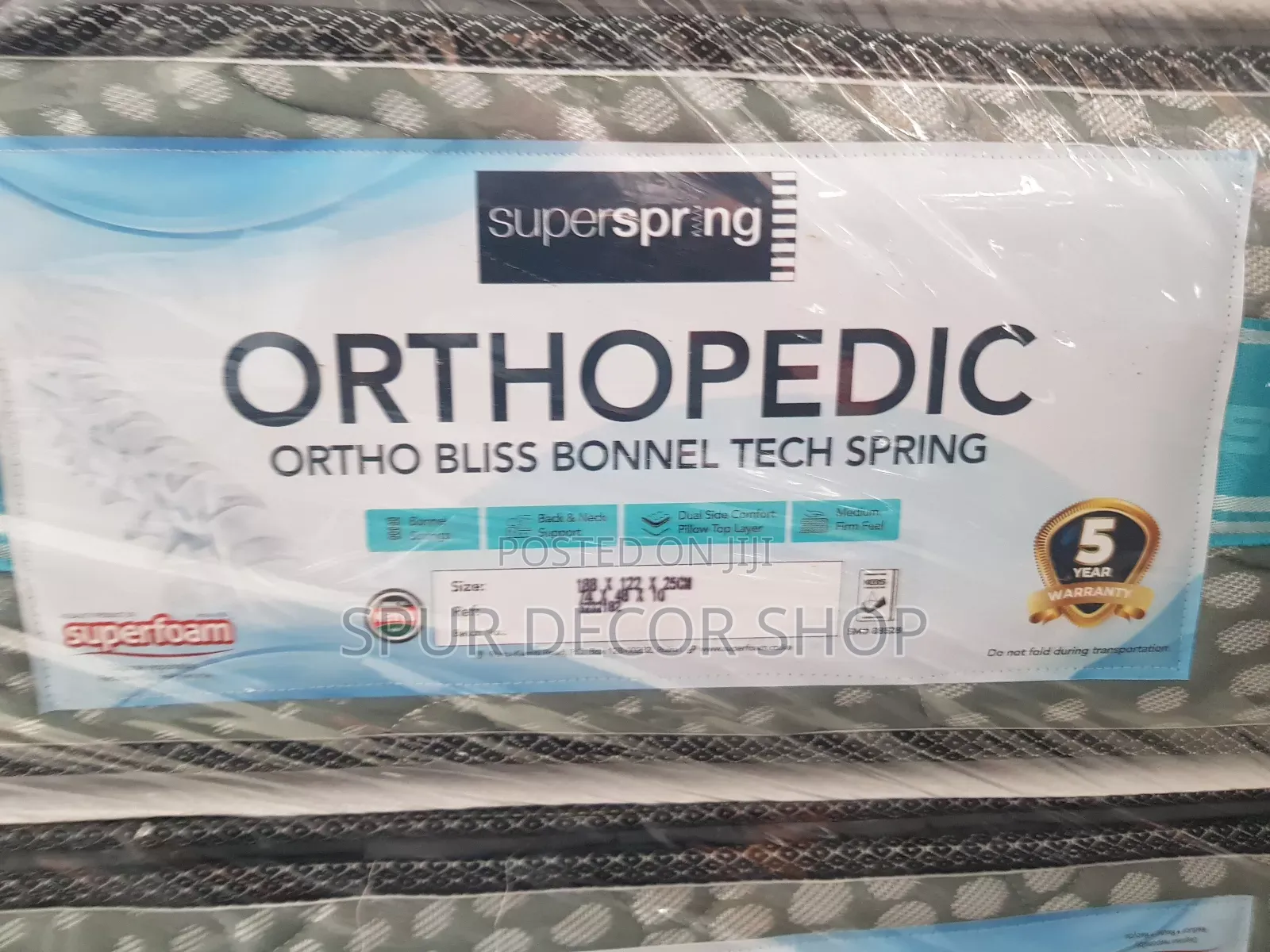 6×6 10 Inch Orthobliss Spring Mattress