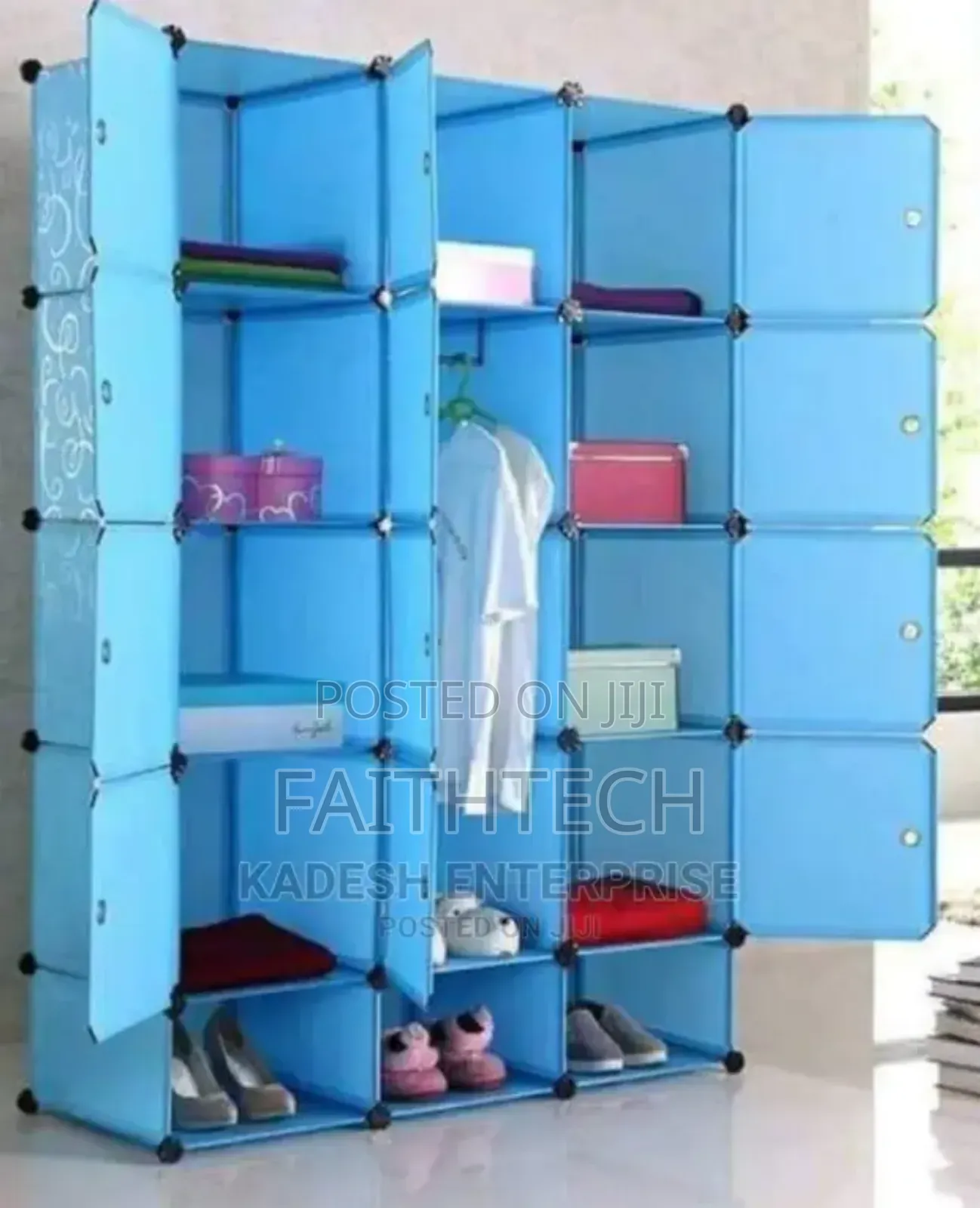 Portable 3- Column Plastic Wardrobes