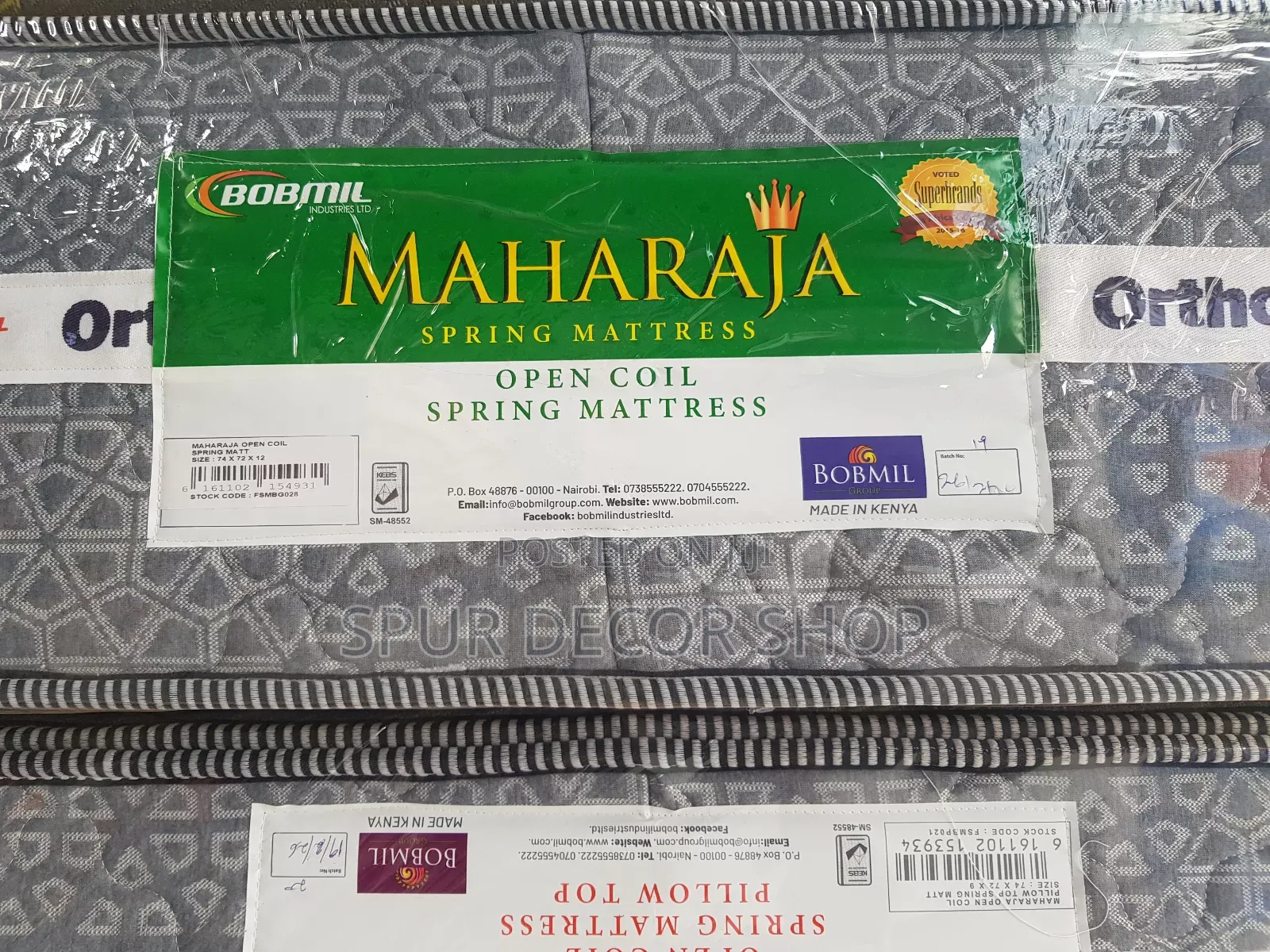 6×6 12 Inches Maharaja Spring/Orthopaedic Mattress