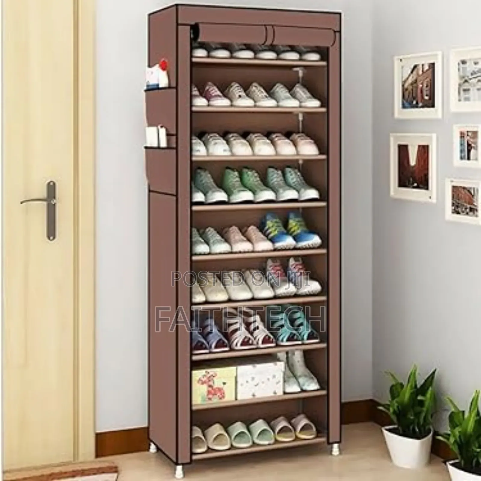 10 Layers Free Standing Shoe Rack Organizer With Cover