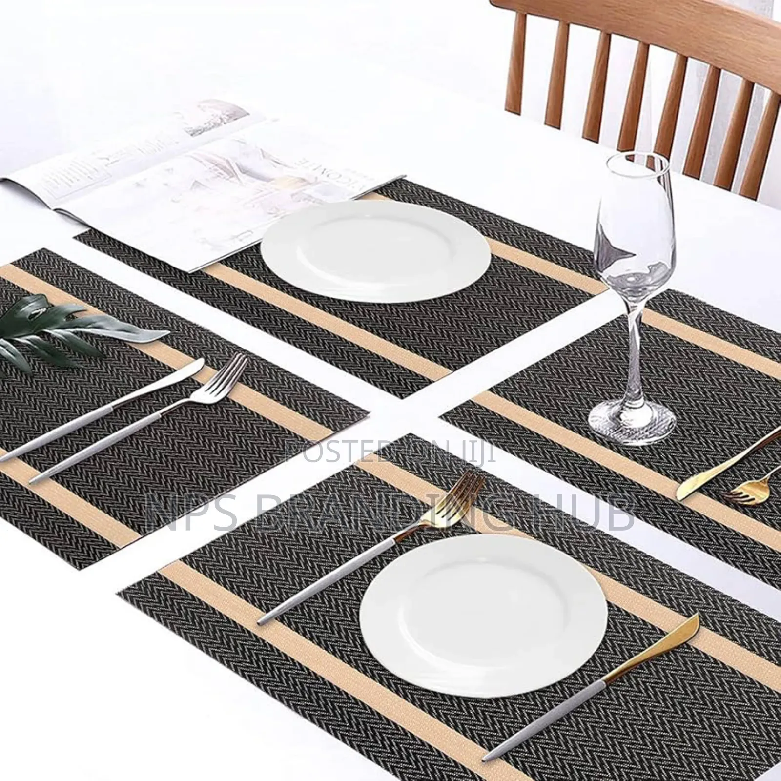 6pcs PVC Table Mats Plus One Table Runner(30*180cm) Eh