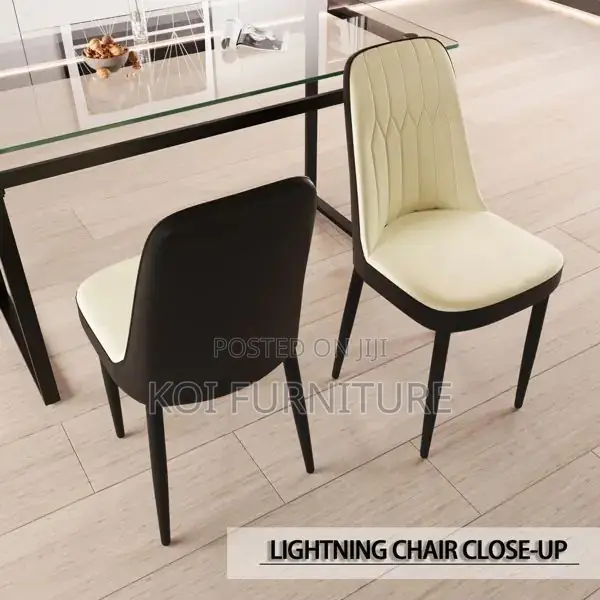 Dining Set; Four Seaters Marble Surface Dining Table -Leather Seats