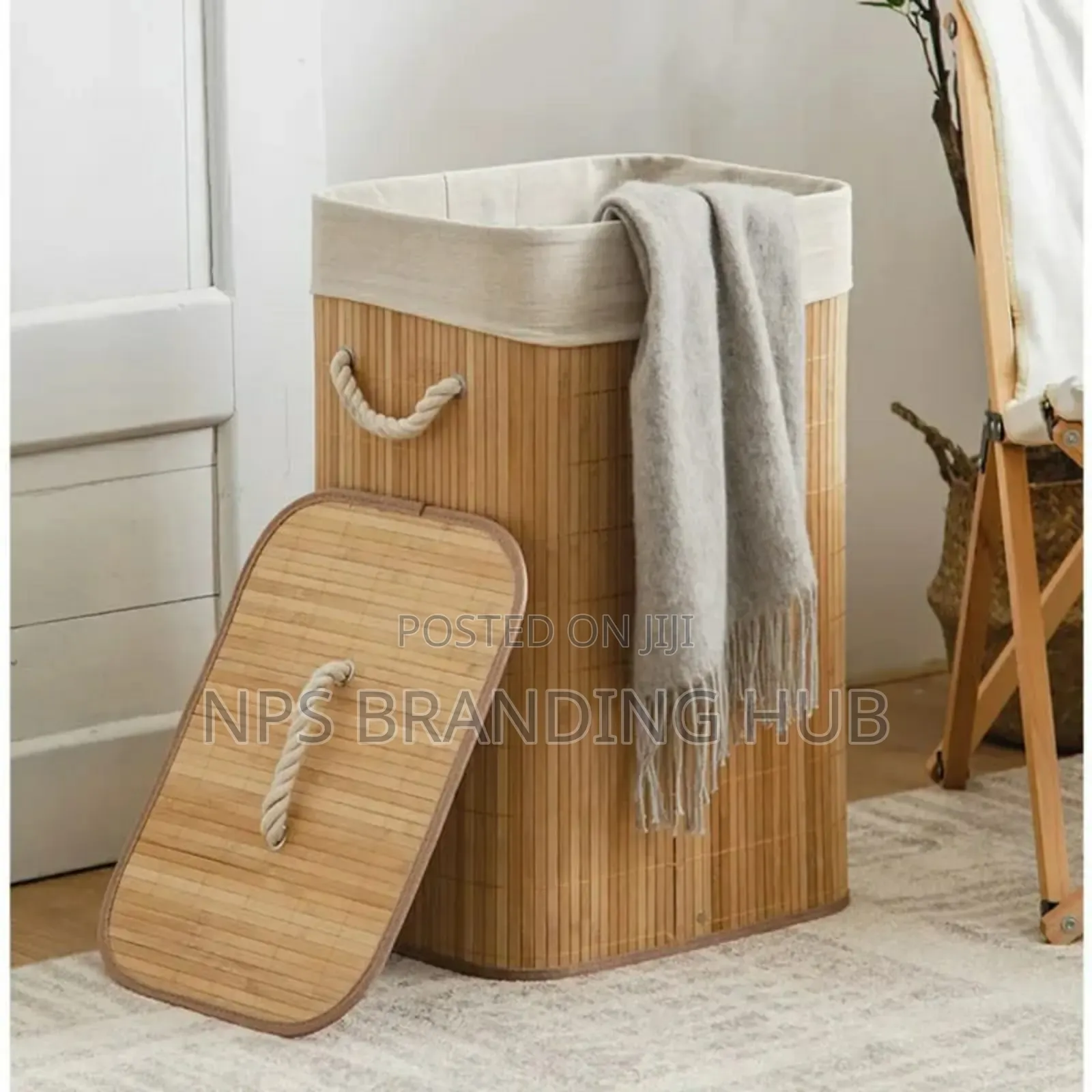 Foldable Bamboo Wooden Basket 50*30*40cm Eh