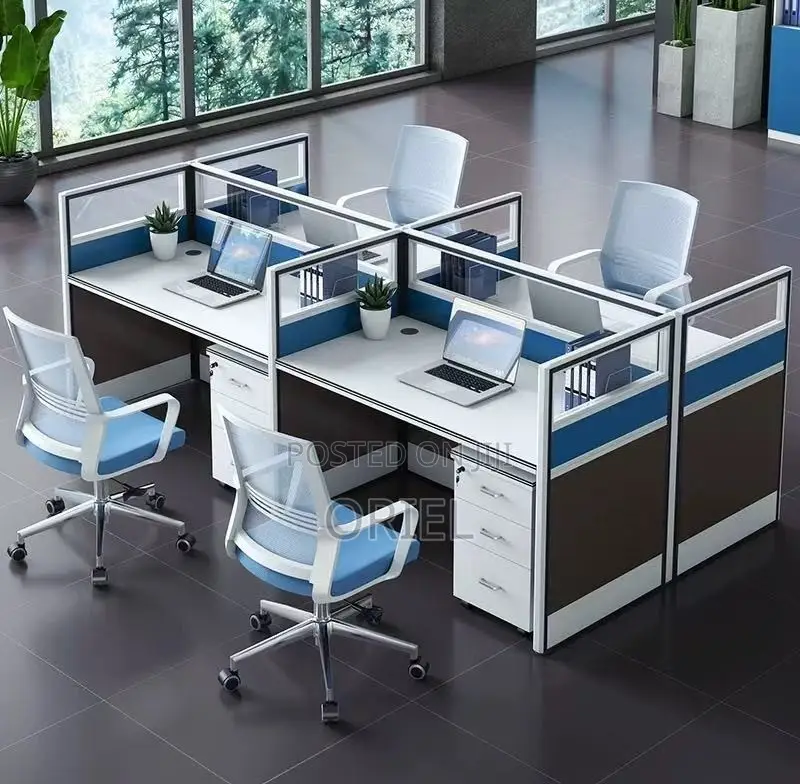 Office Workstations: Quad Executive Staff Workstation Desk
