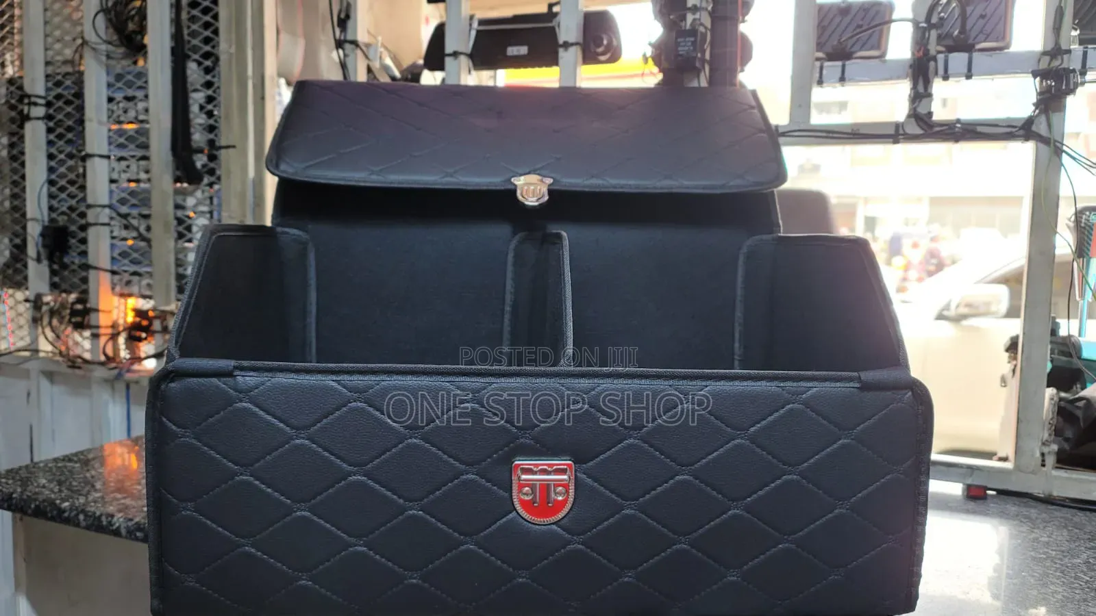 Leather Trunk Boot Organizer Collapsible With Large Compartments
