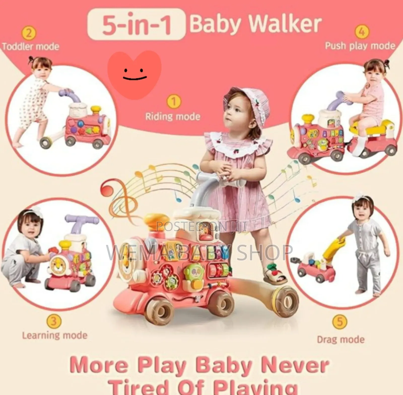 5-in-1 Baby Walker Train Toy