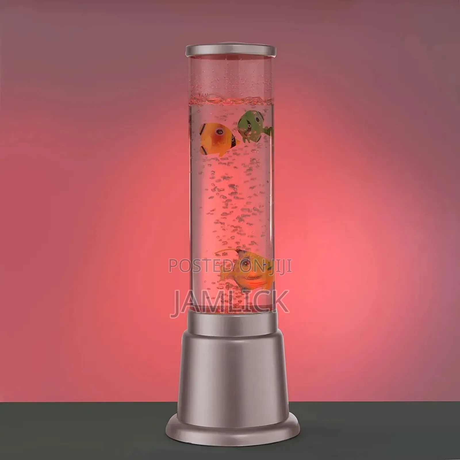 38cm Led Bubble Aquarium Column Lamp With Colour Changing Fish - Hk