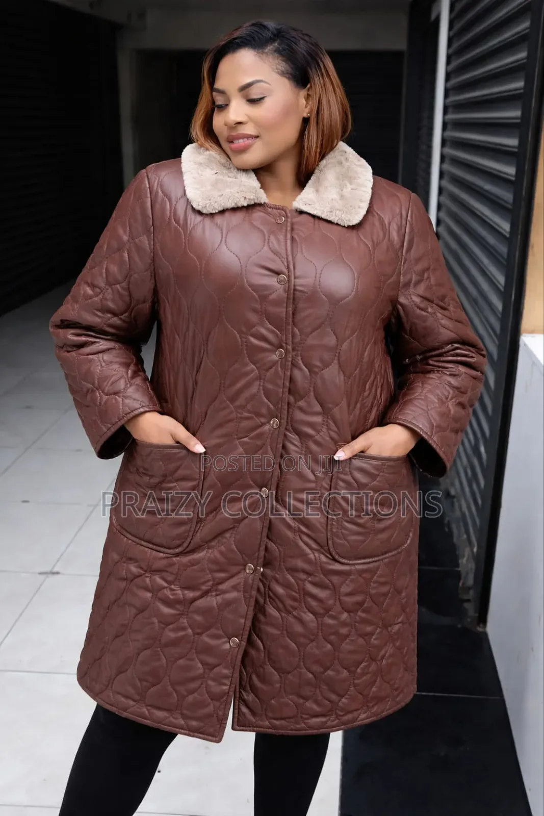 Elegant Leather Winter Trenchcoat