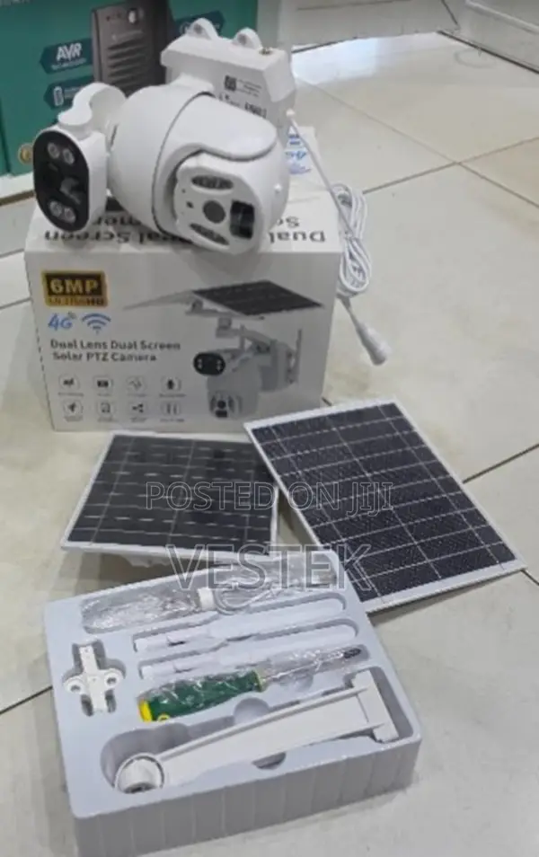 4g Simcard 6mp Ubox Dual Lens Dual Screen Solar PTZ Camera