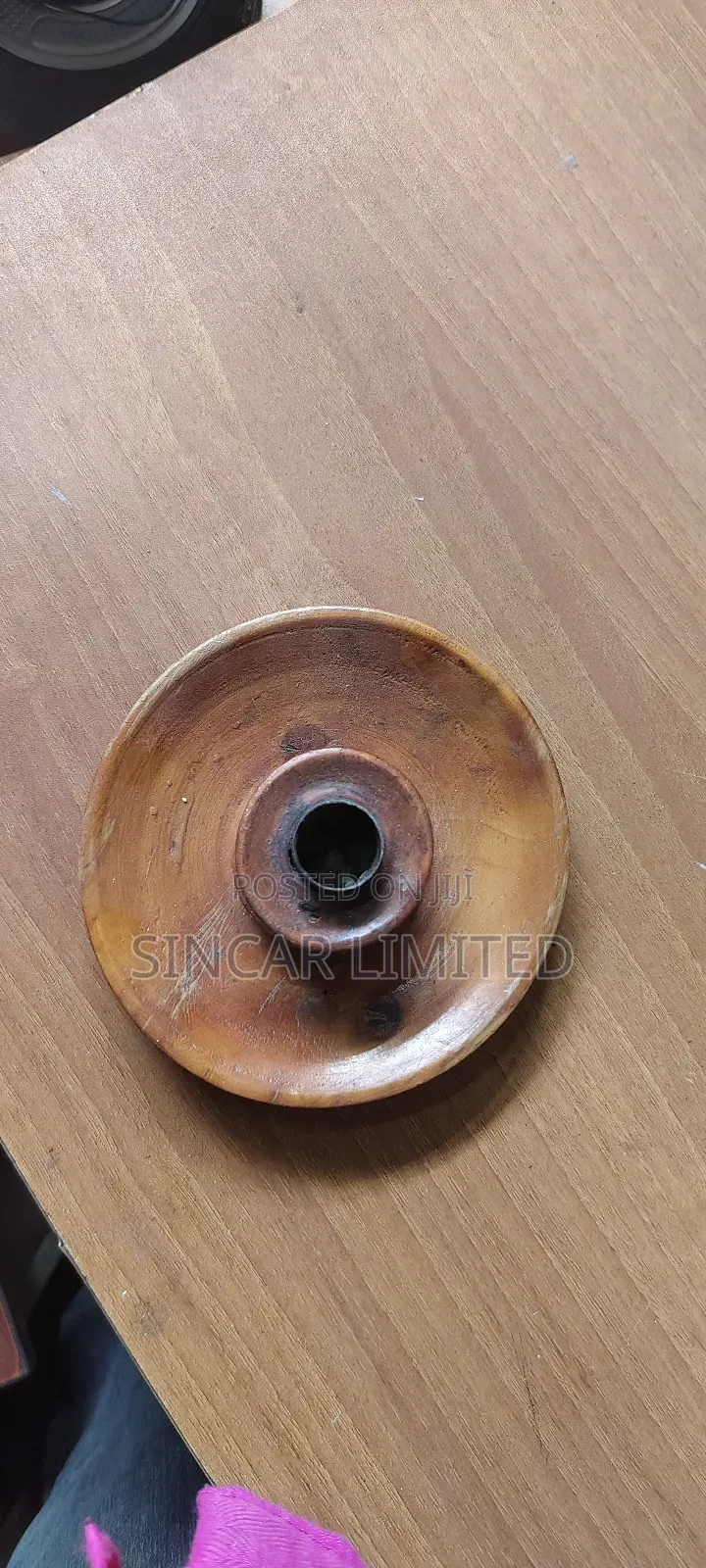 A Vintage Hand-Turned Wooden Candlestick Holder