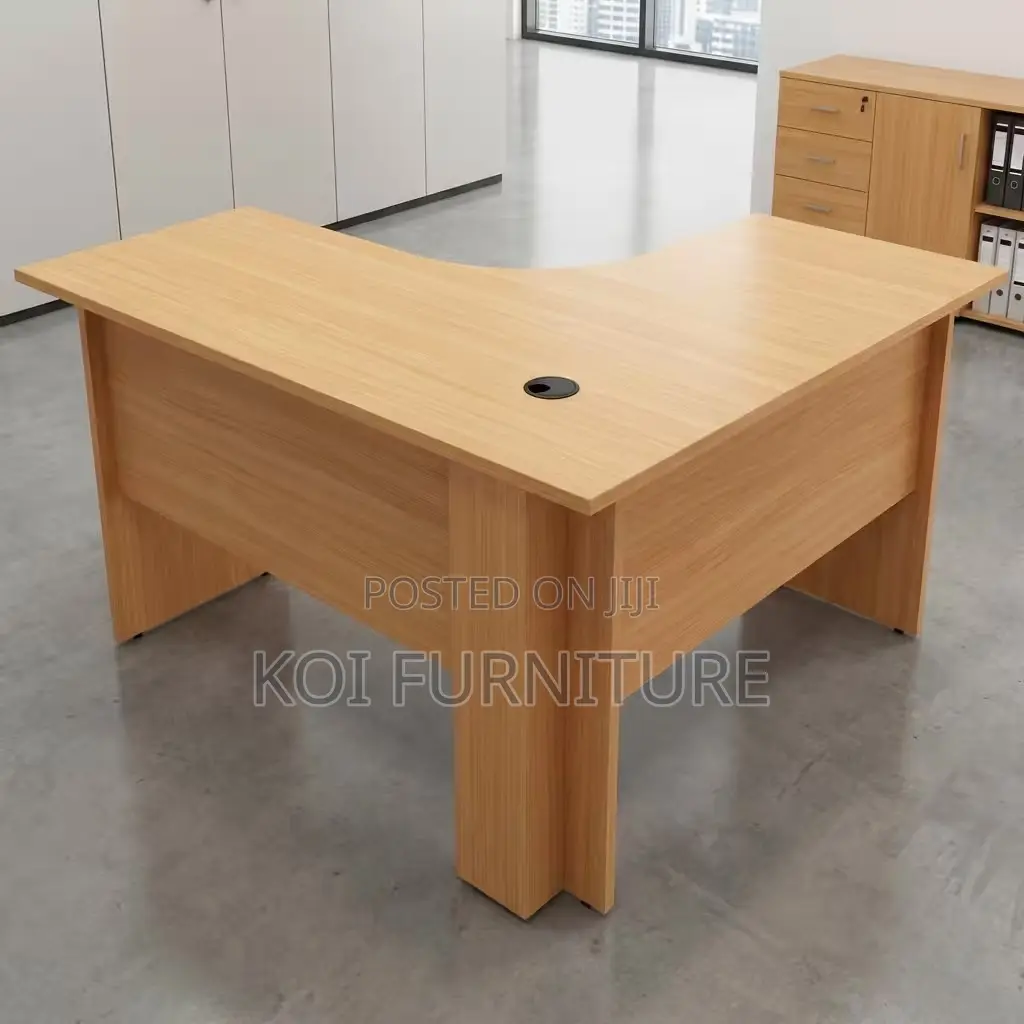 Office Desk; Curved Brown Home Office Study Desk