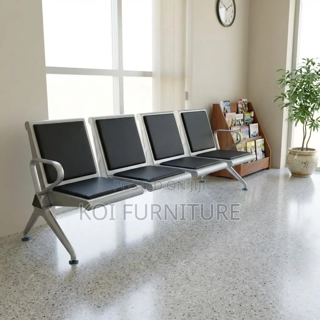 Office Bench; Four Seaters Heavy Padded Leather Reception Bench