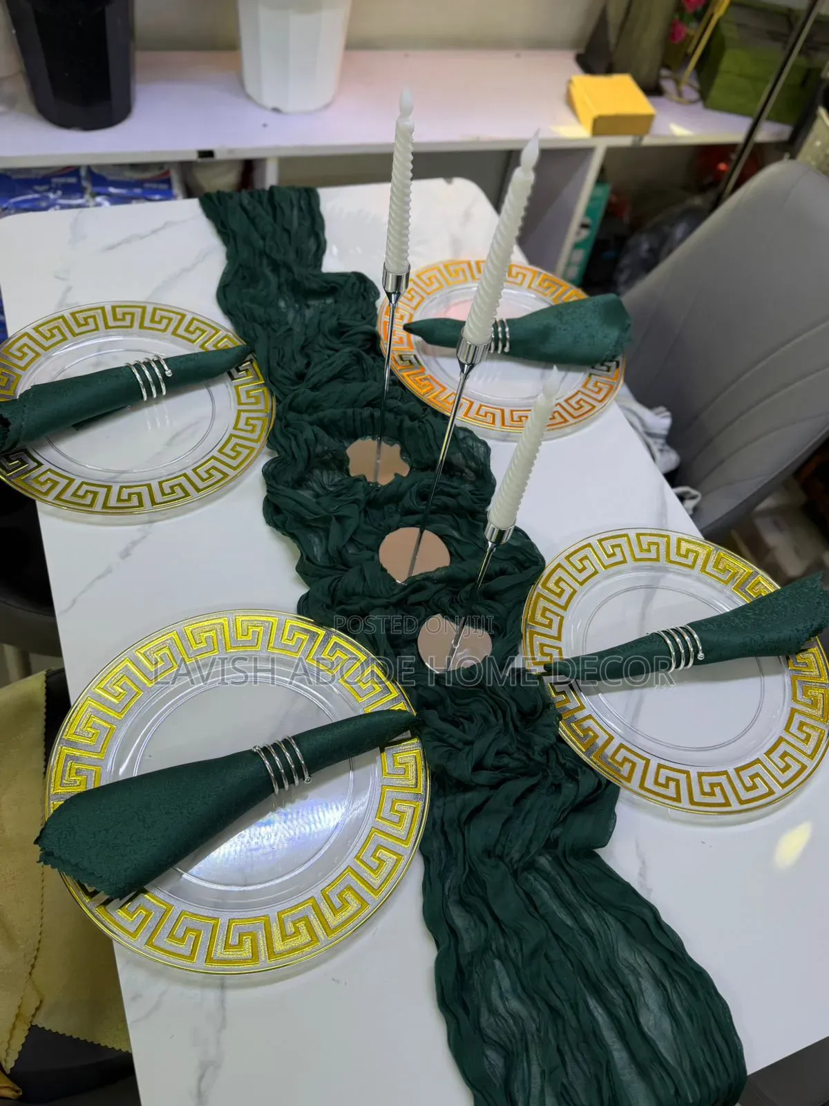 Emerald Green Decorative Cheese Clothe Table Runner