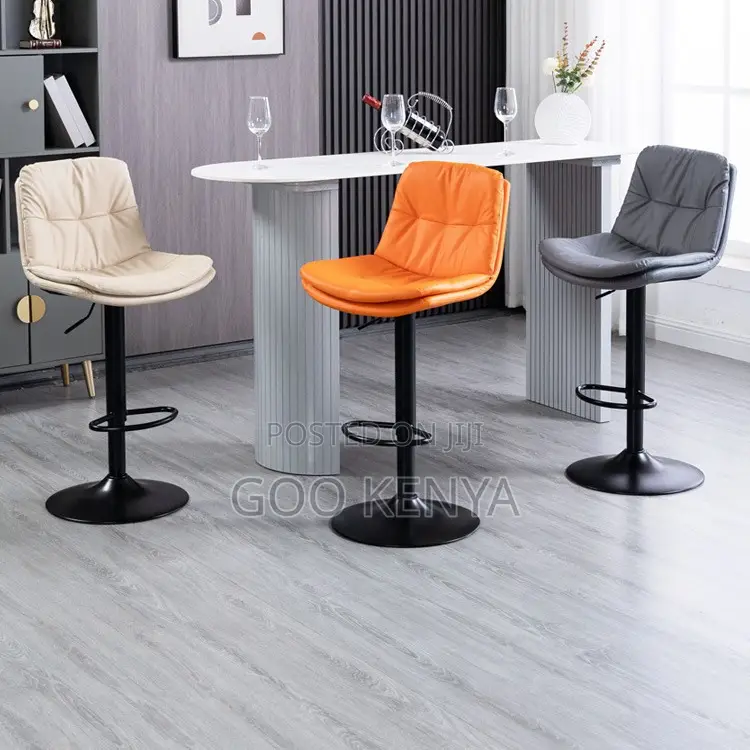 Home Bar Stool; Adjustable Height Bar Stool With Swivel And Backrest