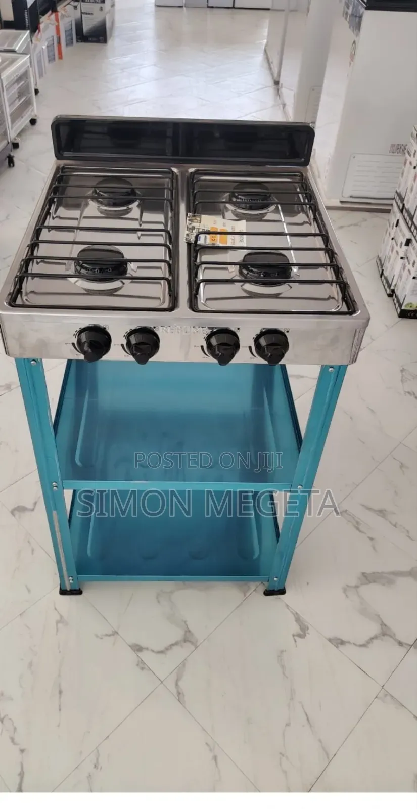 Rebune Four Burner Standing Gas Stove With Shelves
