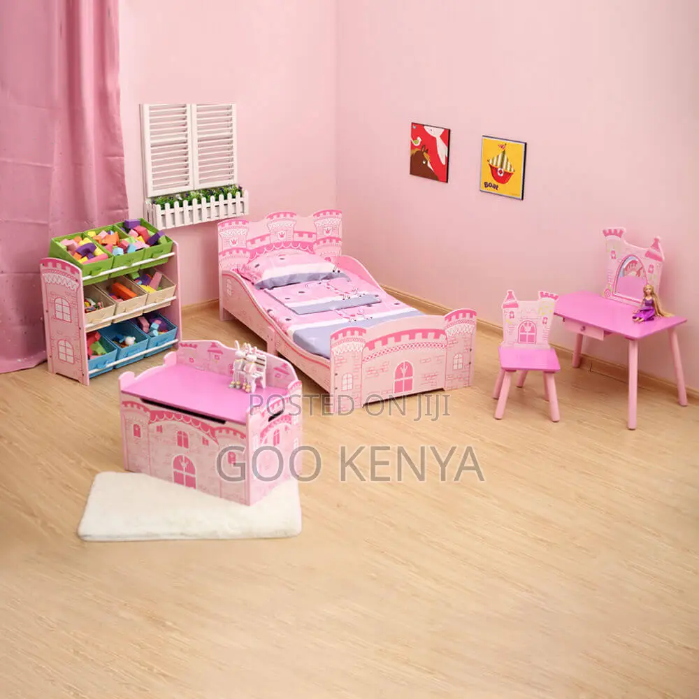 Kids Furniture; Girls Toddler Bed With Modern Design And Rails