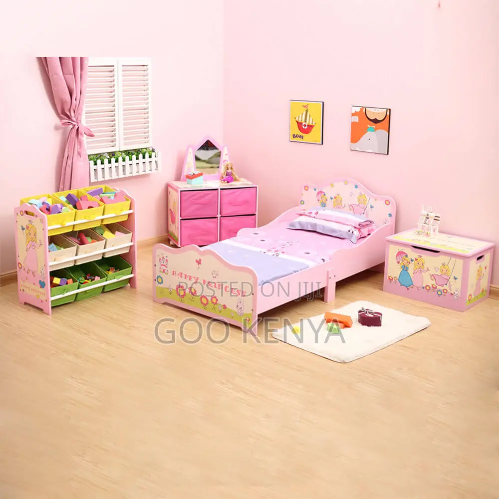 Kids Furniture; Girls Toddler Bed With Modern Design And Rails