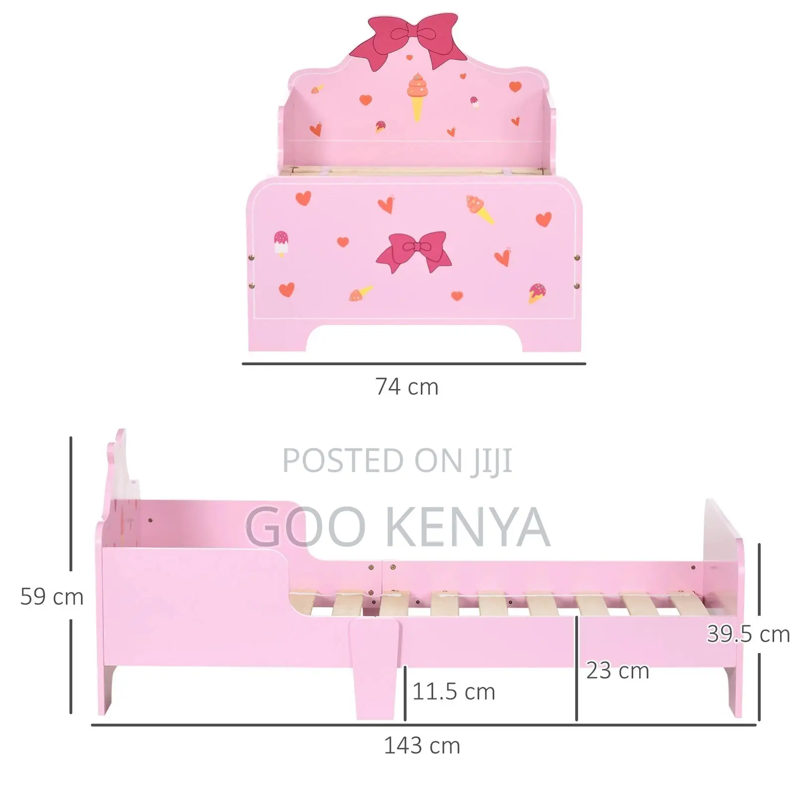 Kids Furniture; Girls Toddler Bed With Modern Design And Rails