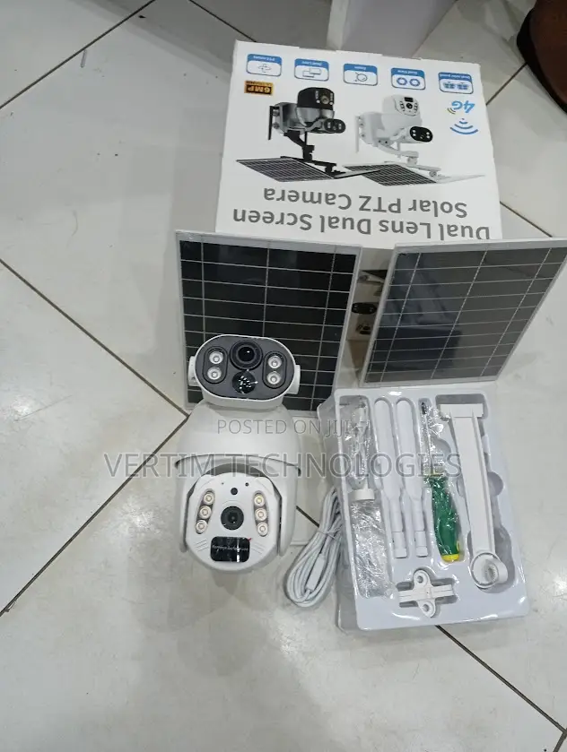 6mp Dual Lens Dome 4g Sim Card 2solar Panel Battery Powered 2 Screen