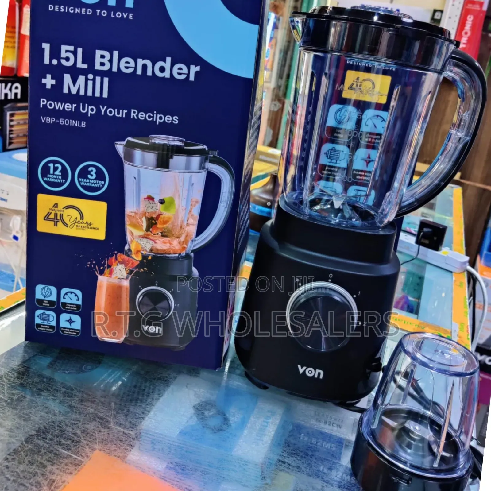 Von 500w 2-in-1 Blender for Smoothies Grinding