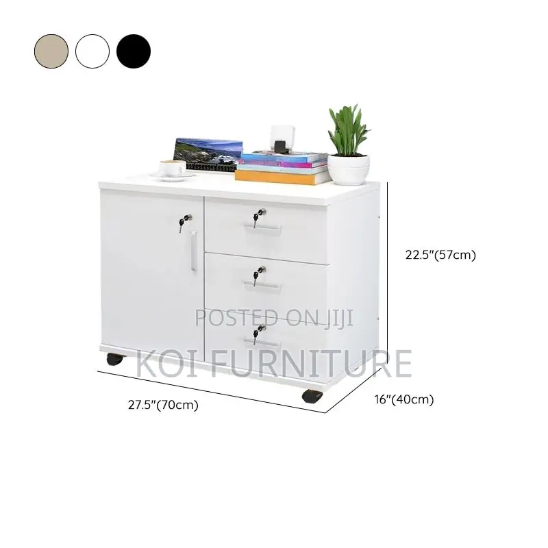 Office Cabinet; Office Cabinet With Locking Drawers and Rolling Base
