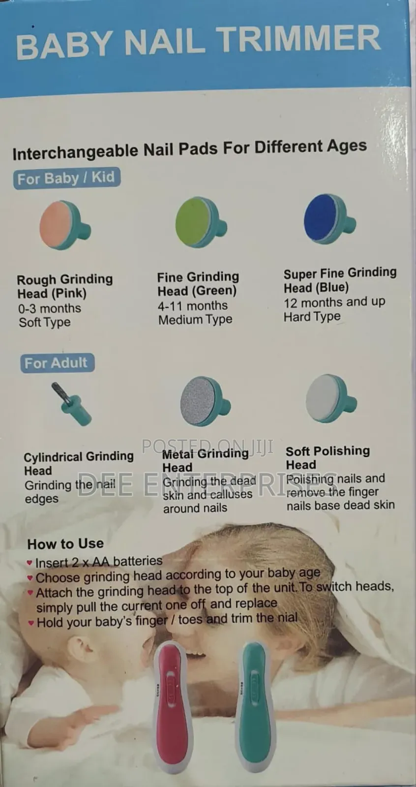 6 Grinder Aa Battery Powered Baby to Adult Nail Trimmer