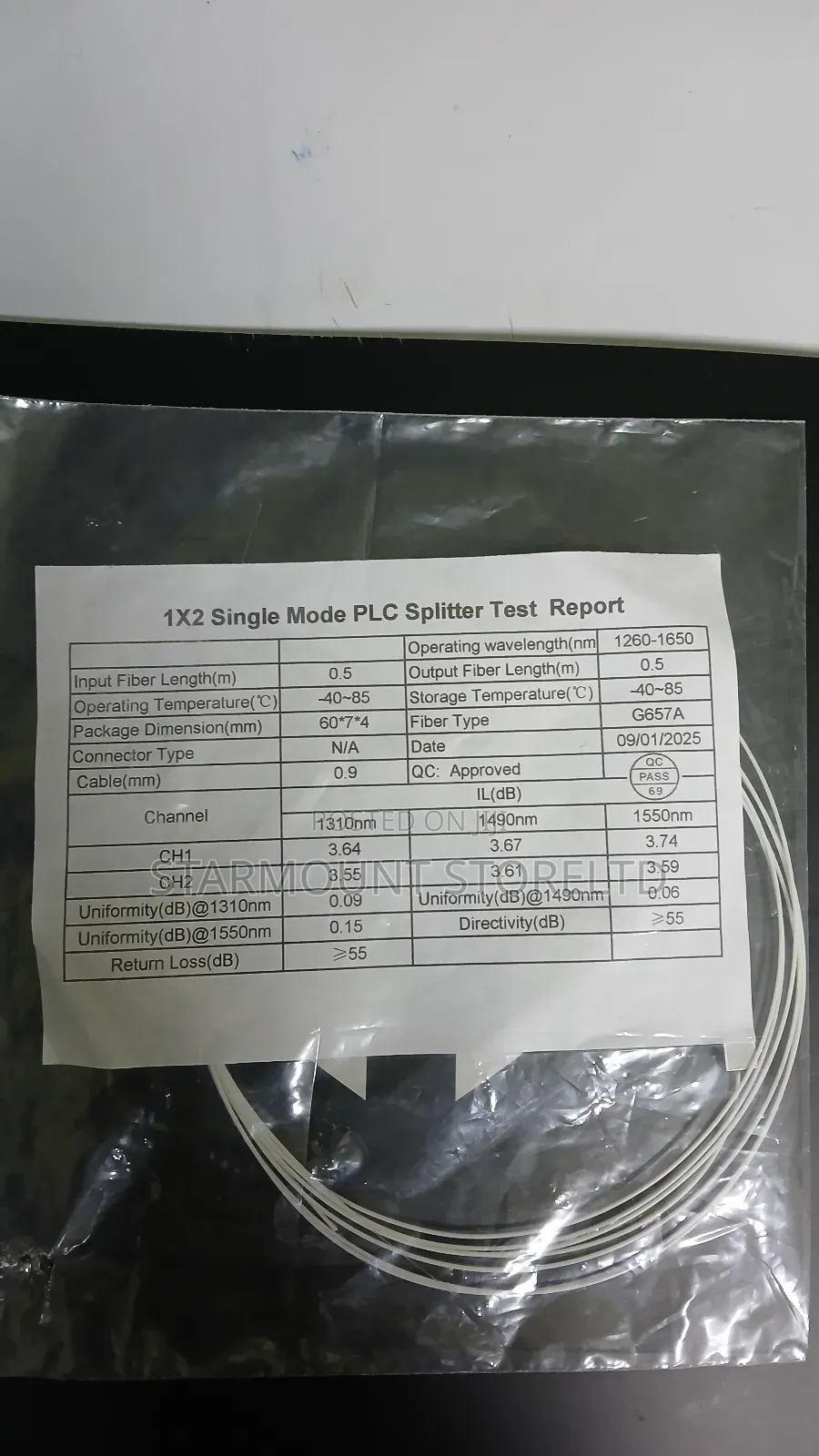 1×2 Single Mode PLC Splitter