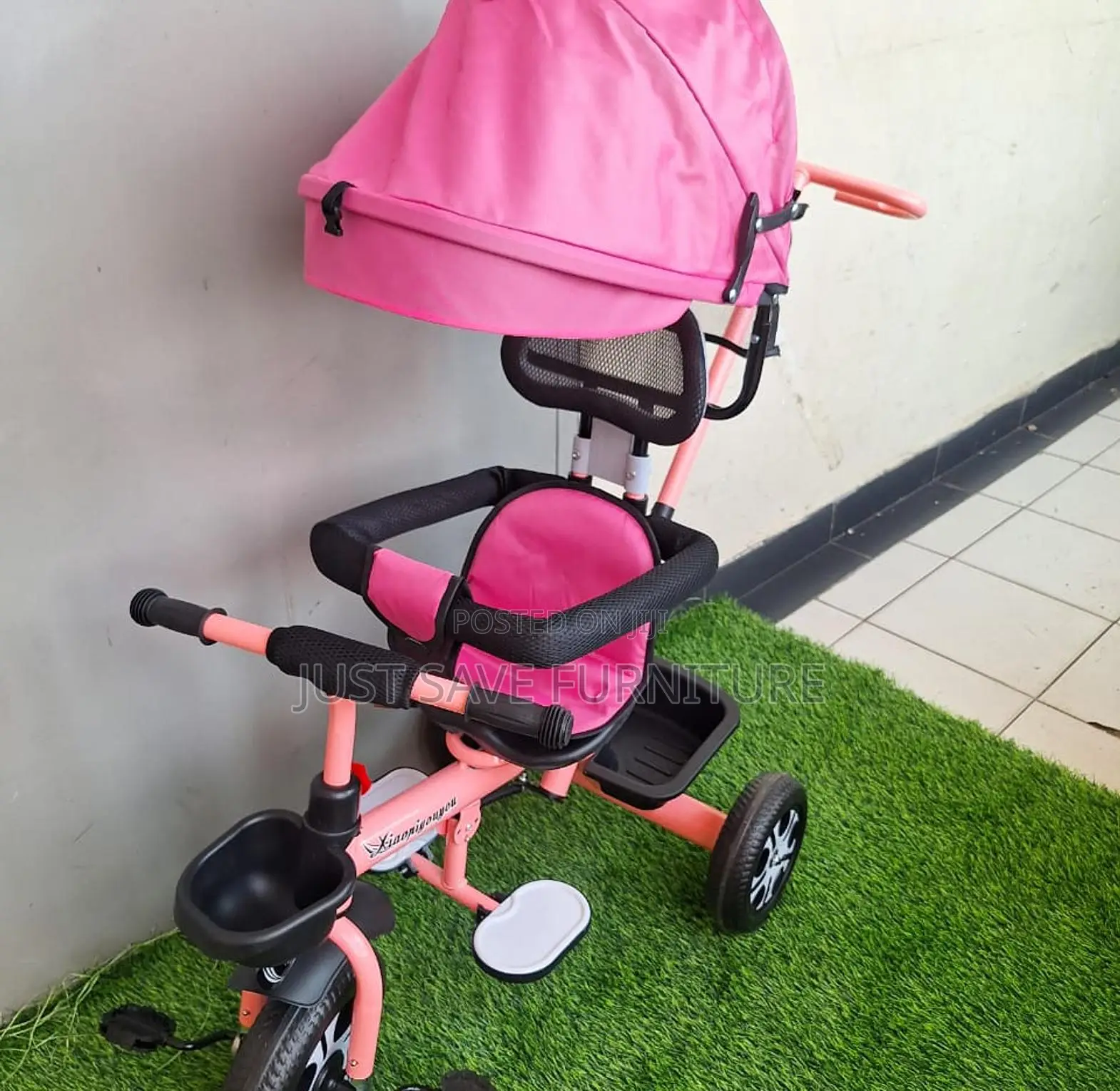 Luxury Kids 3-Wheel Tricycle With Canopy Parent Handle – Pink