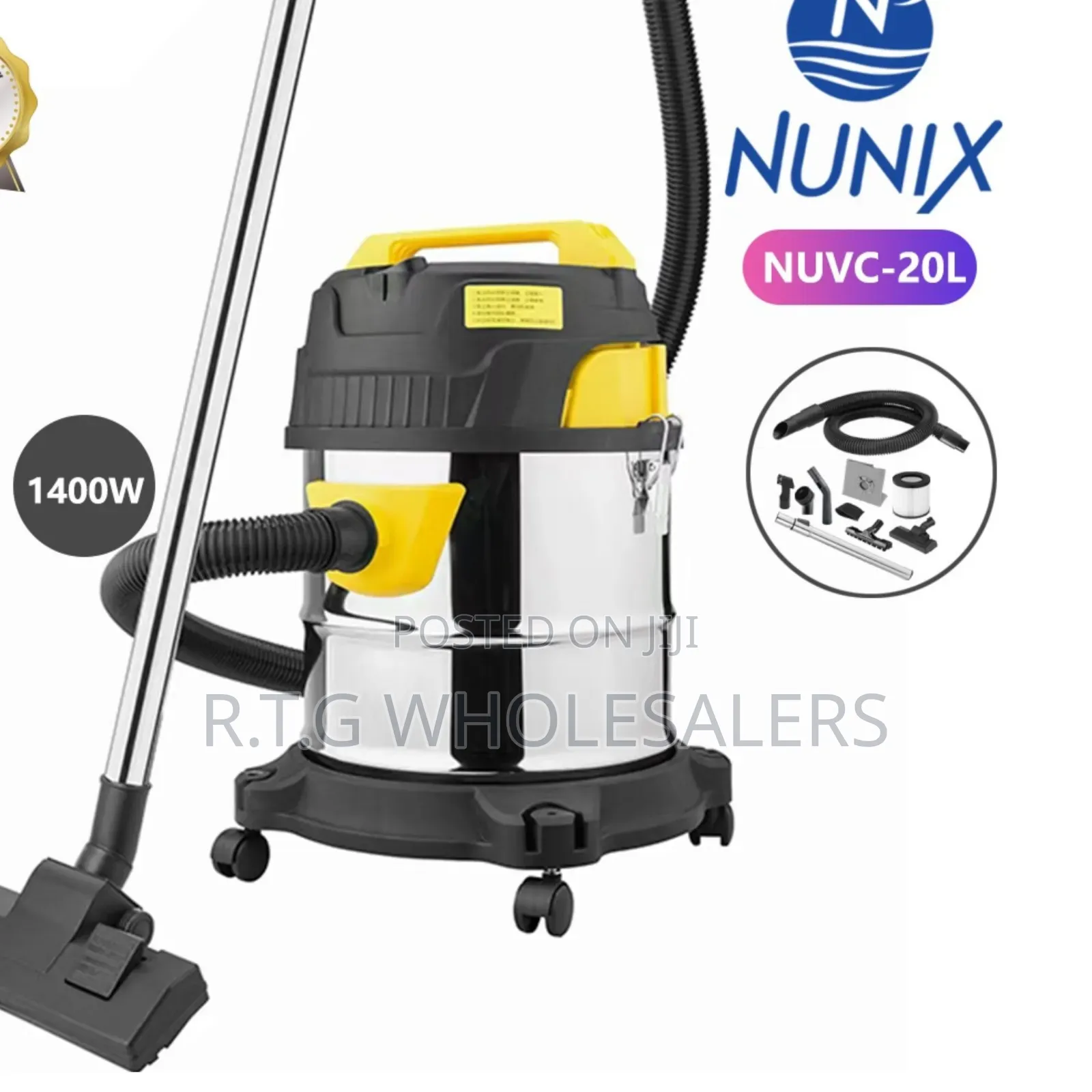 Nunix 20l Wet Dry Vacuum Cleaner – 1400w Stainless Steel