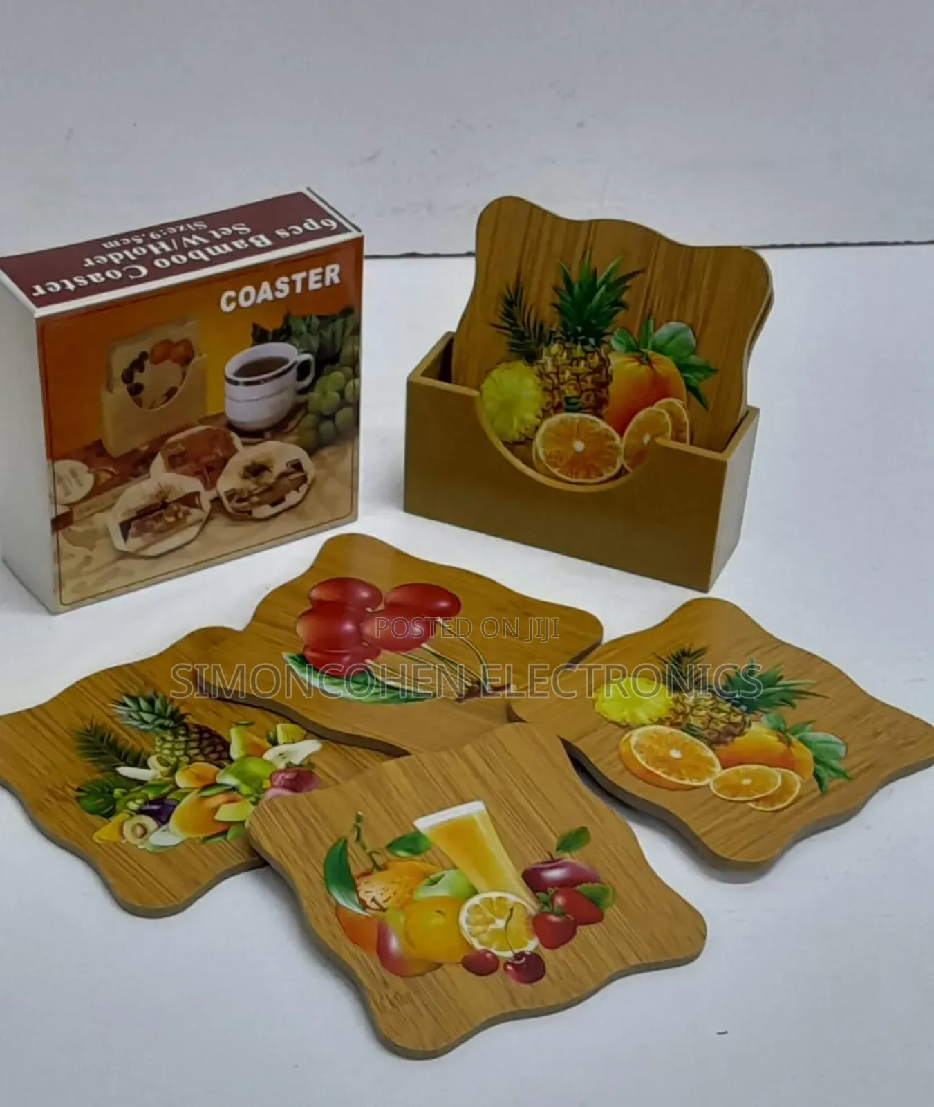 6pcs Bamboo Coasters With Stand