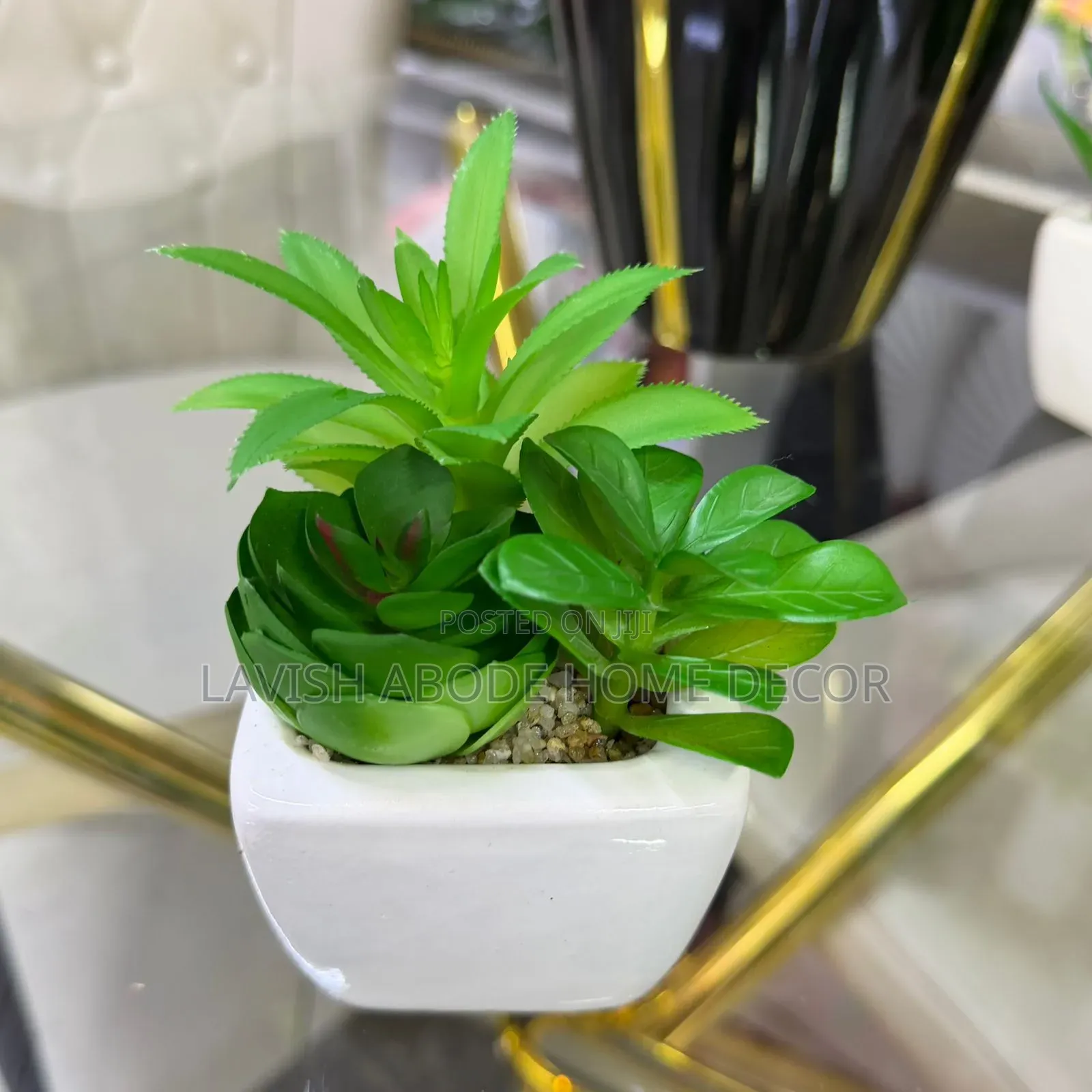 Large Artificial Succulent in White Ceramic Pot – Home Office Décor