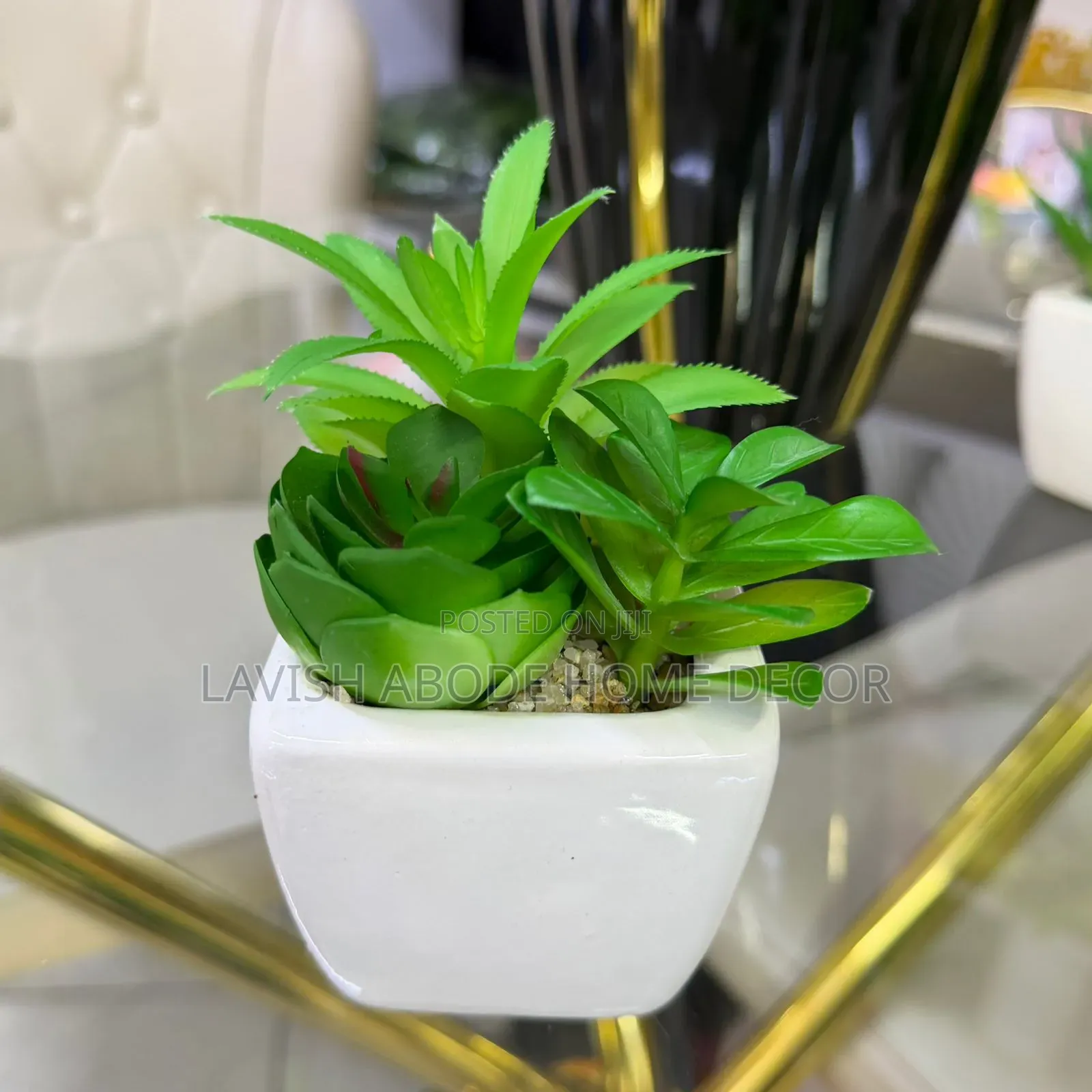 Large Artificial Succulent in White Ceramic Pot – Home Office Décor