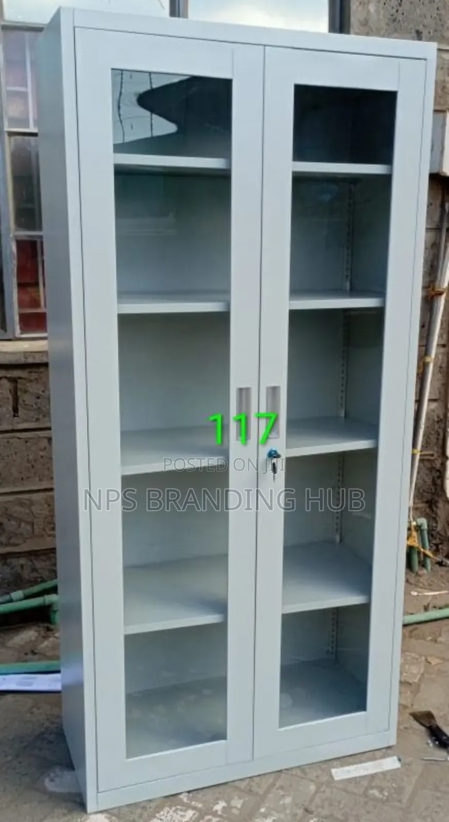 2 Door Full Glass Metallic Cabinet